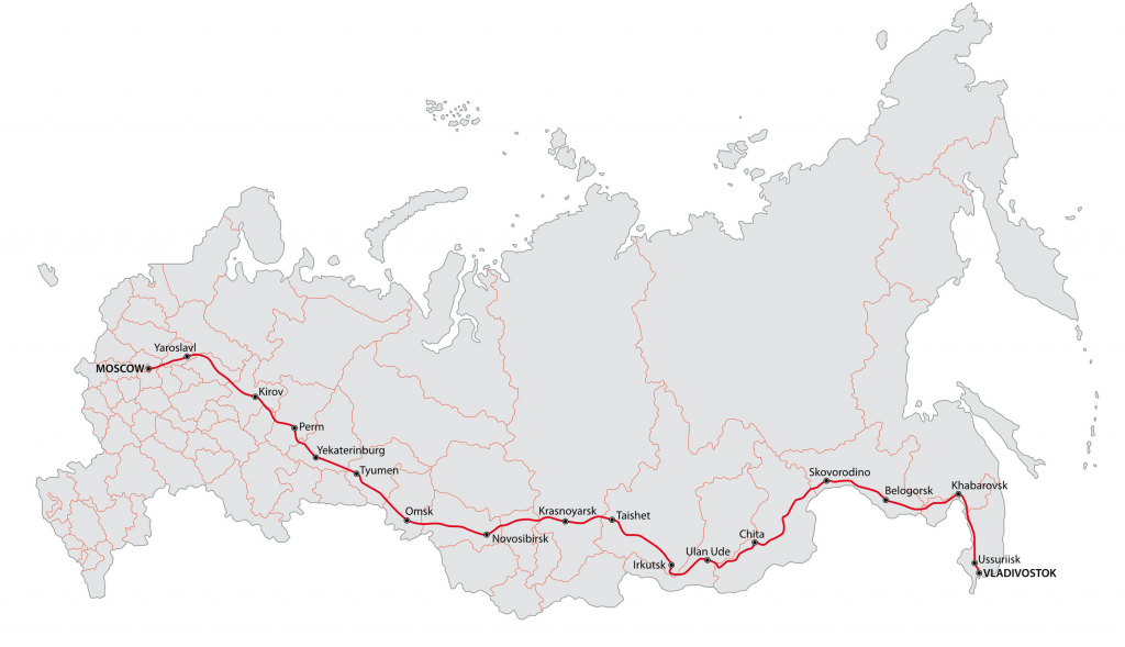 Streckenverlauf Transsibirische Eisenbahn