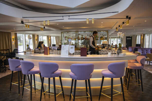 Lounge aboard river cruise ship Excellence Countess (Reisebüro Mittelthurgau), Arnhem, Gelderland, Netherlands